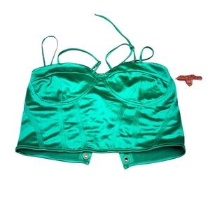 Emerald Green Satin Crop Top
